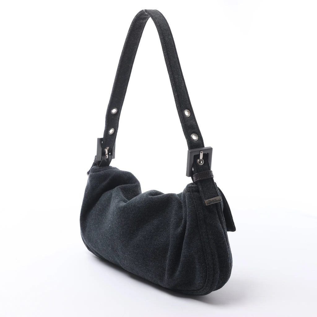 FENDI Baguette Cotton Shoulder bag in Gray