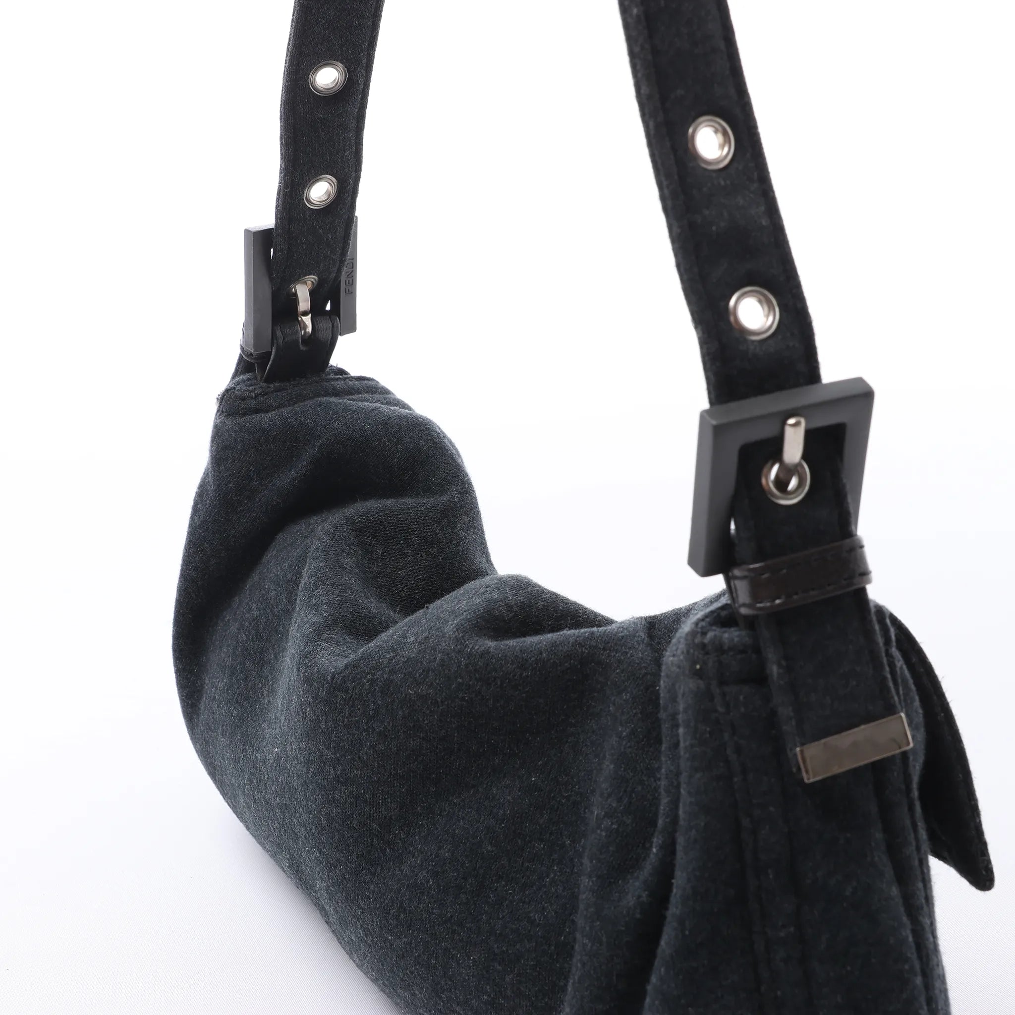 FENDI Baguette Cotton Shoulder bag in Gray