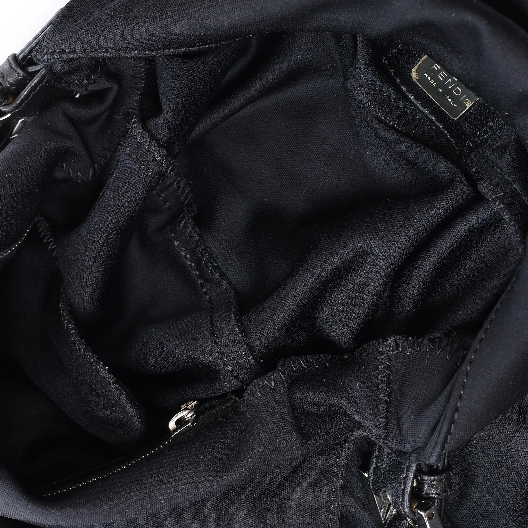 FENDI Mamma Baguette Jersey & Leather Shoulder bag in Black