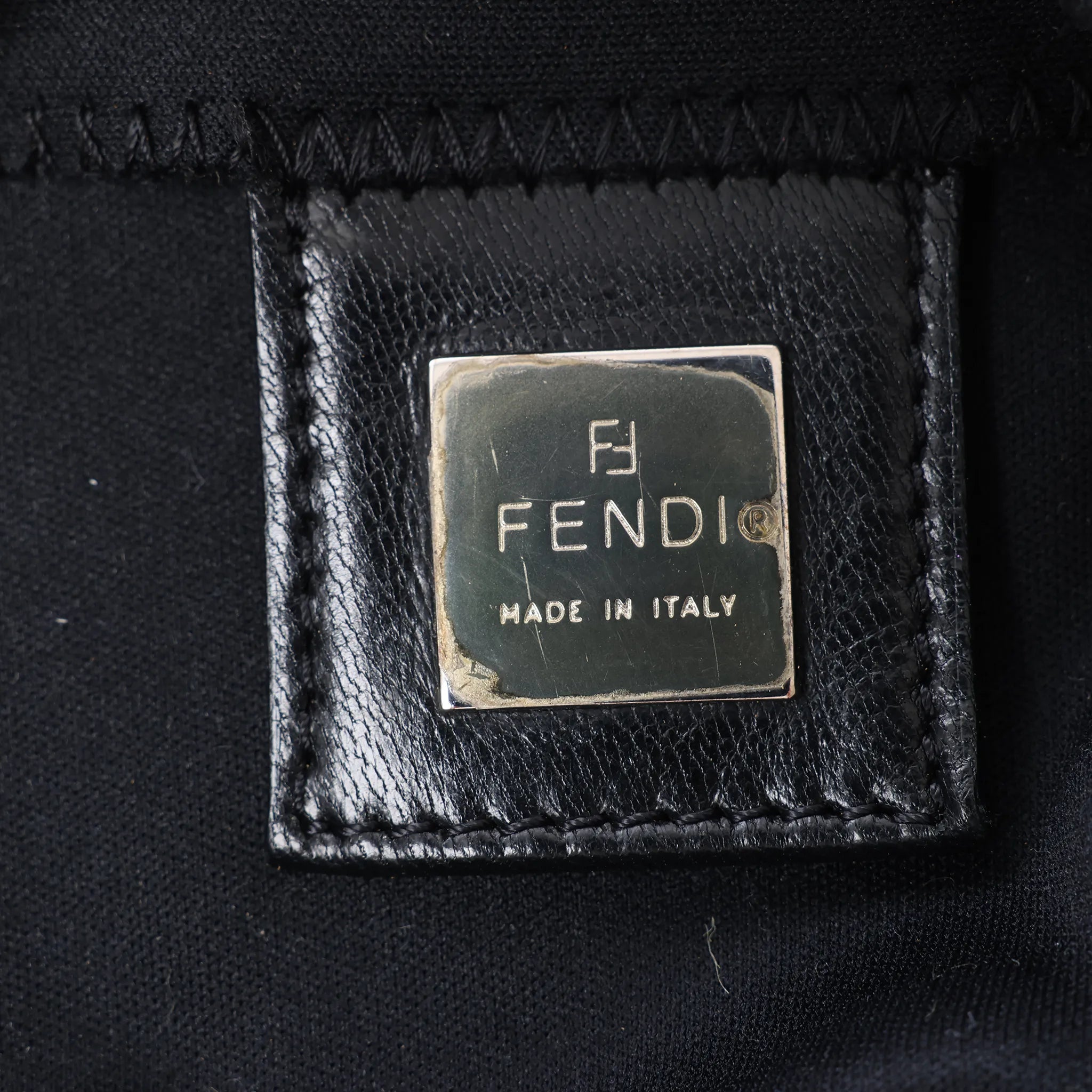 FENDI Mamma Baguette Jersey & Leather Shoulder bag in Black