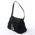 FENDI Mamma Baguette Jersey & Leather Shoulder bag in Black