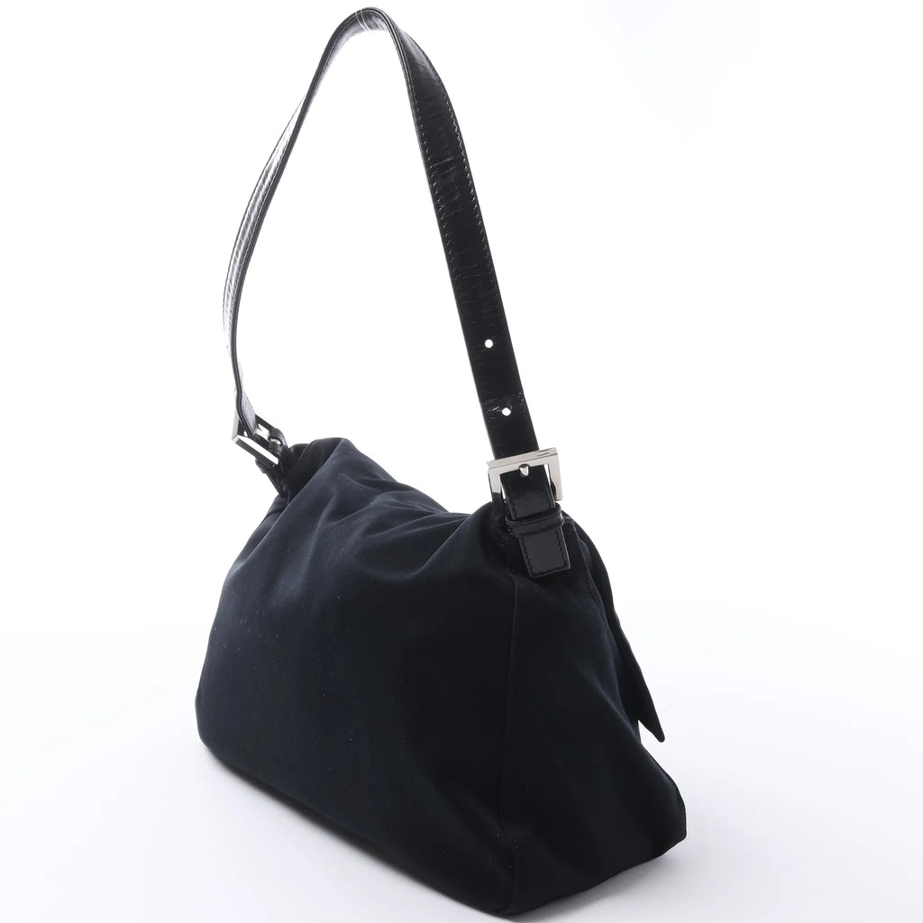FENDI Mamma Baguette Jersey & Leather Shoulder bag in Black