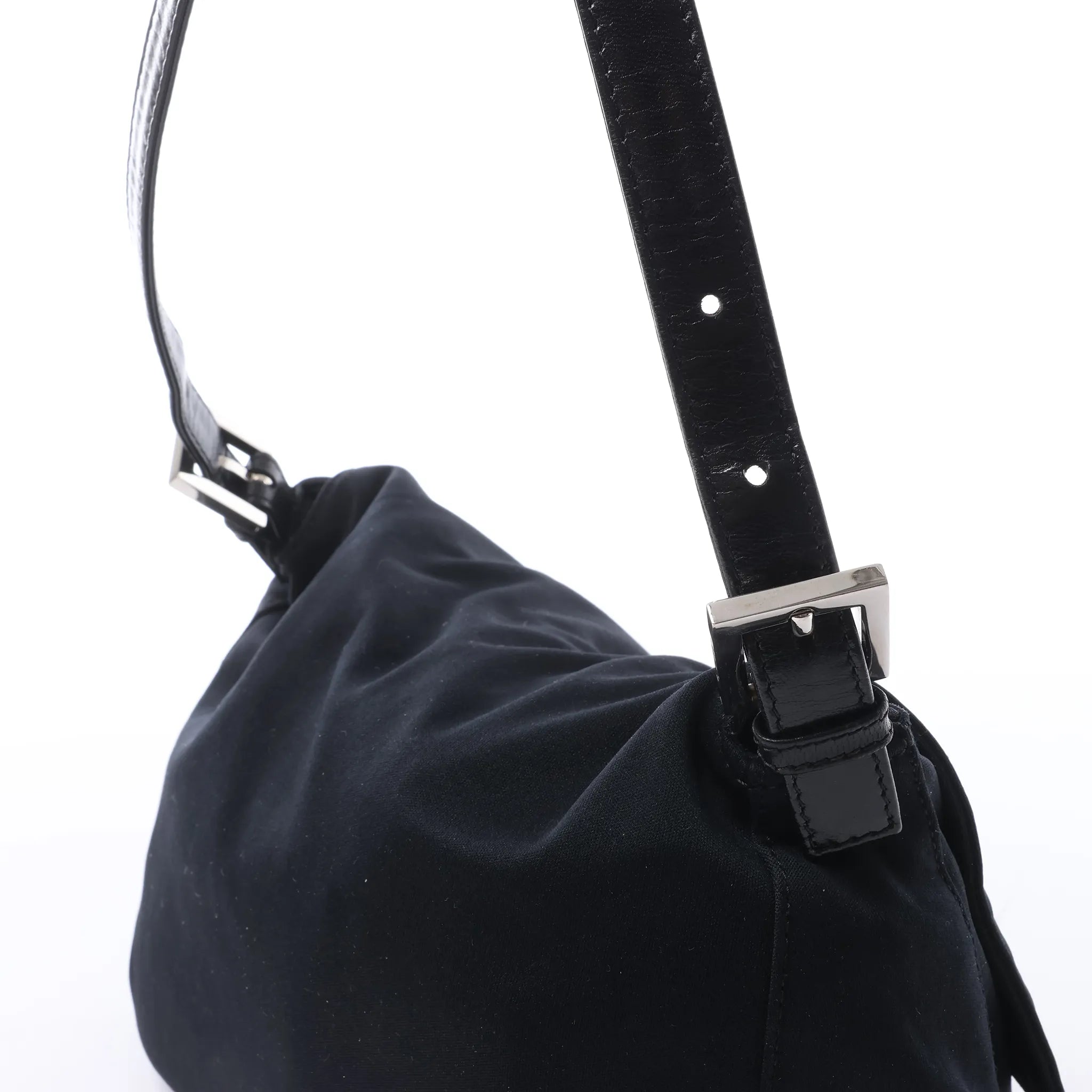 FENDI Mamma Baguette Jersey & Leather Shoulder bag in Black