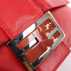 FENDI Mamma Baguette Leather Shoulder bag in Red 26325