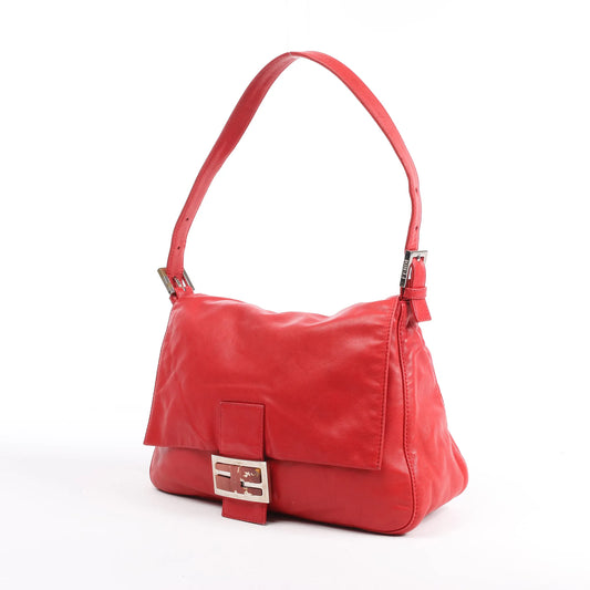Sac à bandoulière FENDI Mamma Baguette en cuir rouge 26325