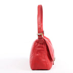 FENDI Mamma Baguette Leather Shoulder bag in Red 26325