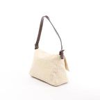 FENDI Mamma Baguette Zucchino Canvas & Leather Shoulder bag in Beige 26325