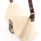 FENDI Mamma Baguette Zucchino Canvas & Leather Shoulder bag in Beige 26325