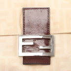 FENDI Mamma Baguette Zucchino Canvas & Leather Shoulder bag in Beige 26325