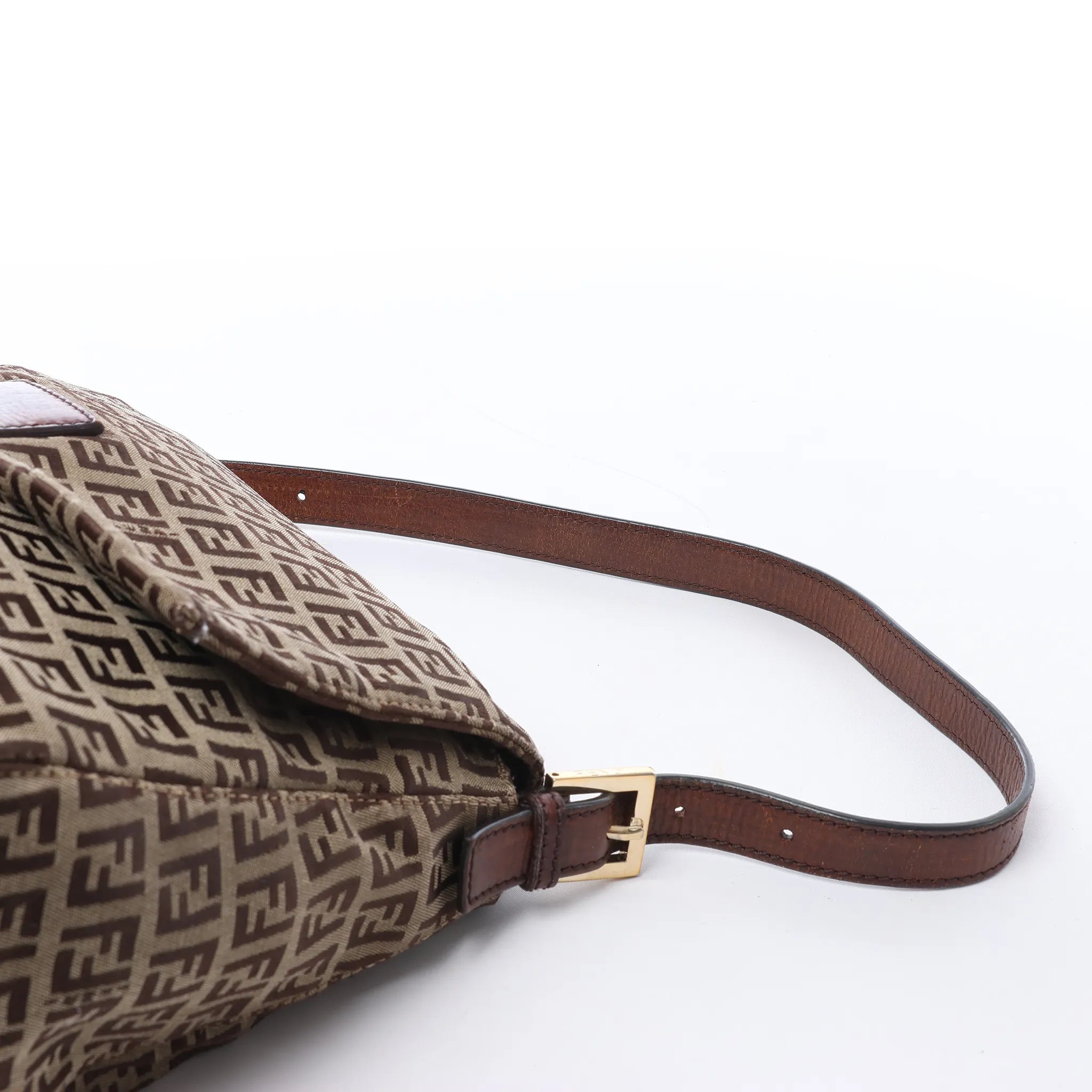 FENDI Mamma Baguette Zucchino Canvas & Leather Shoulder bag in Brown 8BR001