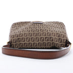 FENDI Mamma Baguette Zucchino Canvas & Leather Shoulder bag in Brown 8BR001