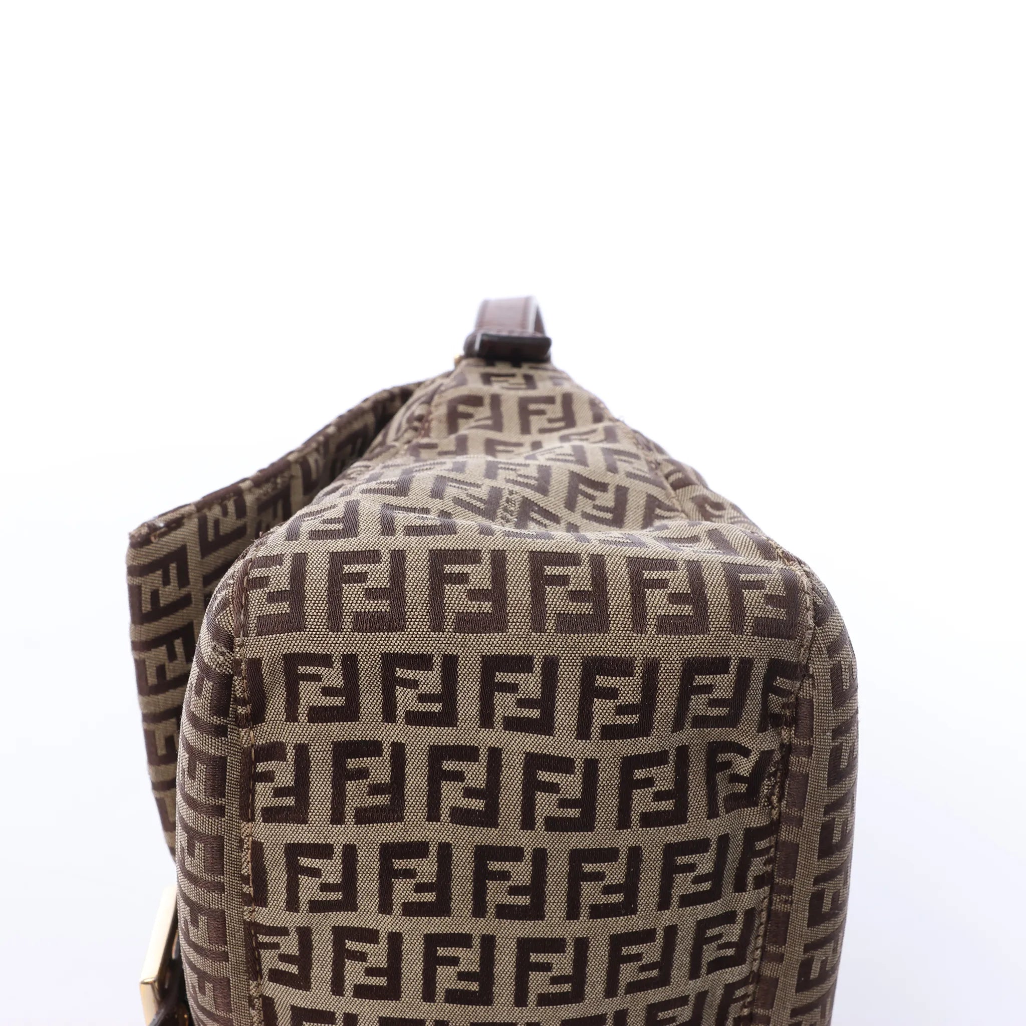 FENDI Mamma Baguette Zucchino Canvas & Leather Shoulder bag in Brown 8BR001