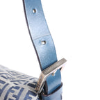 FENDI Mamma Baguette Zucchino Canvas & Leather Shoulder bag in Navy Blue x Gray 26325