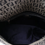FENDI Mamma Baguette Zucchino Canvas & Leather Shoulder bag in Navy Blue x Gray 26325