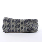 FENDI Mamma Baguette Zucchino Canvas & Leather Shoulder bag in Navy Blue x Gray 26325
