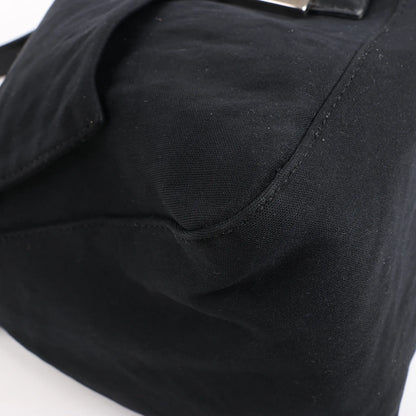 Sac à bandoulière FENDI Zucchino Mamma Baguette en nylon et cuir noir