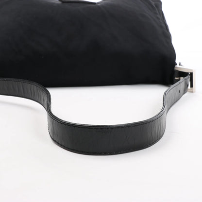 Sac à bandoulière FENDI Zucchino Mamma Baguette en nylon et cuir noir