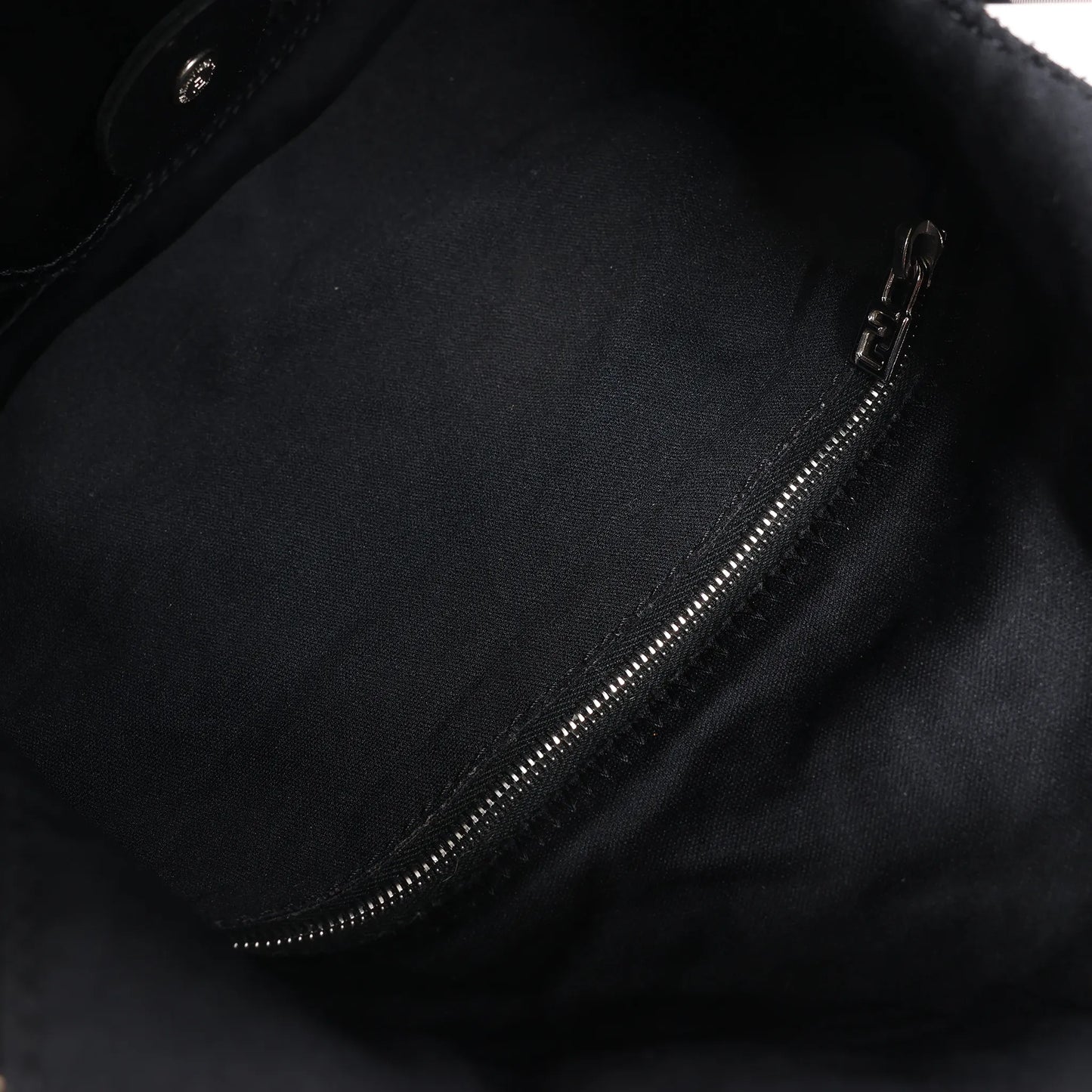 Sac à bandoulière FENDI Zucchino Mamma Baguette en nylon et cuir noir