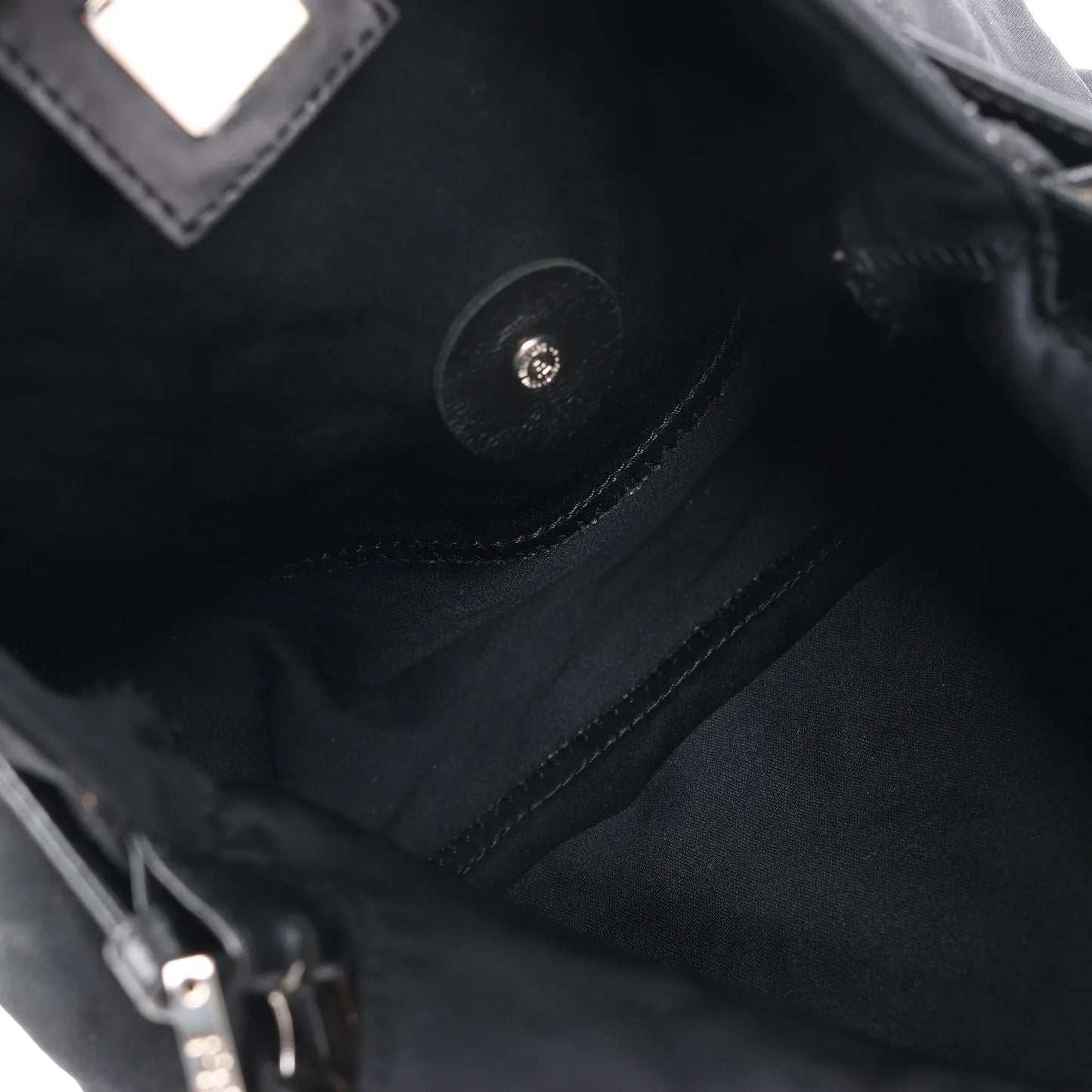 Sac à bandoulière FENDI Zucchino Mamma Baguette en nylon et cuir noir