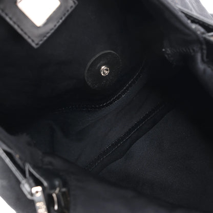 Sac à bandoulière FENDI Zucchino Mamma Baguette en nylon et cuir noir