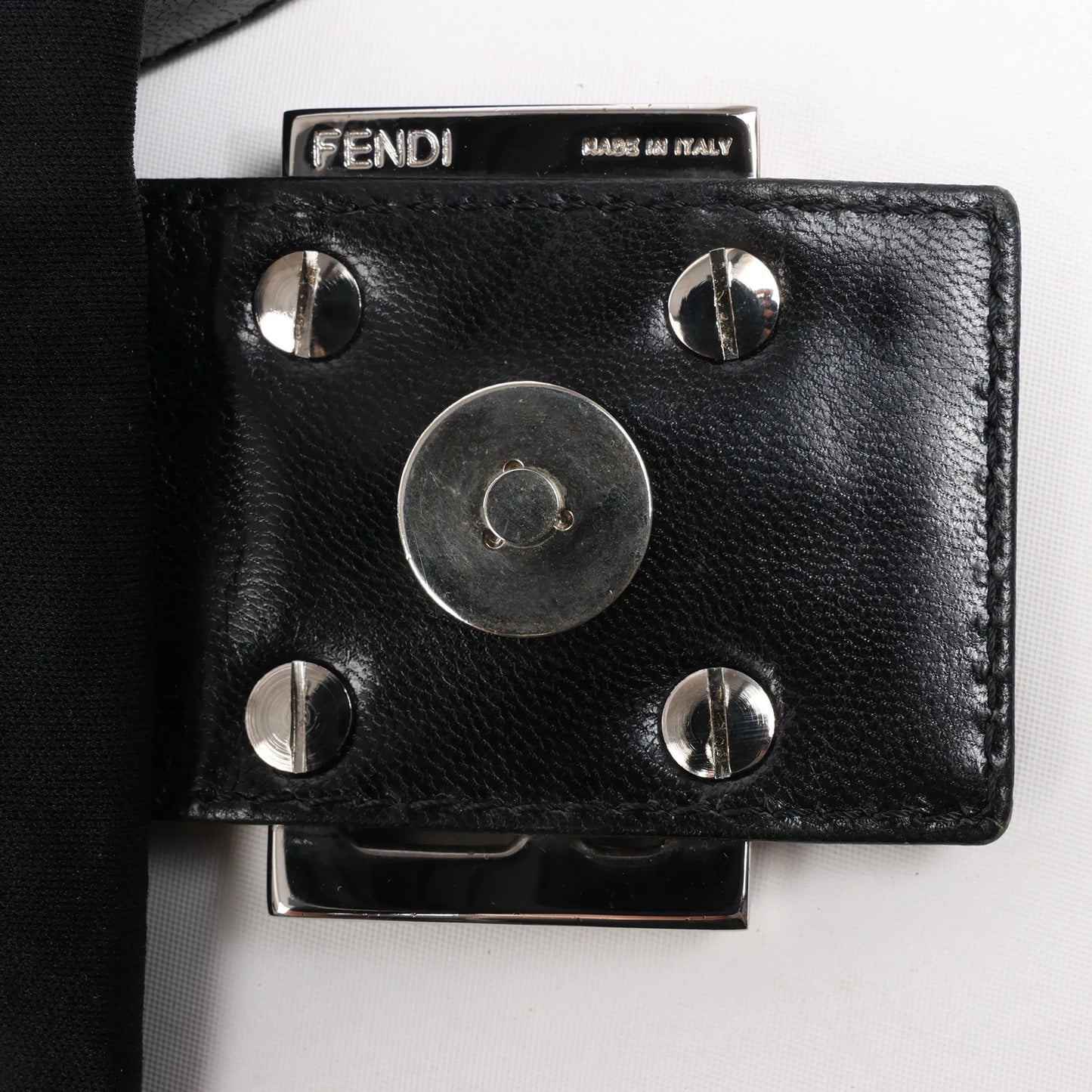 Sac à bandoulière FENDI Zucchino Mamma Baguette en nylon et cuir noir