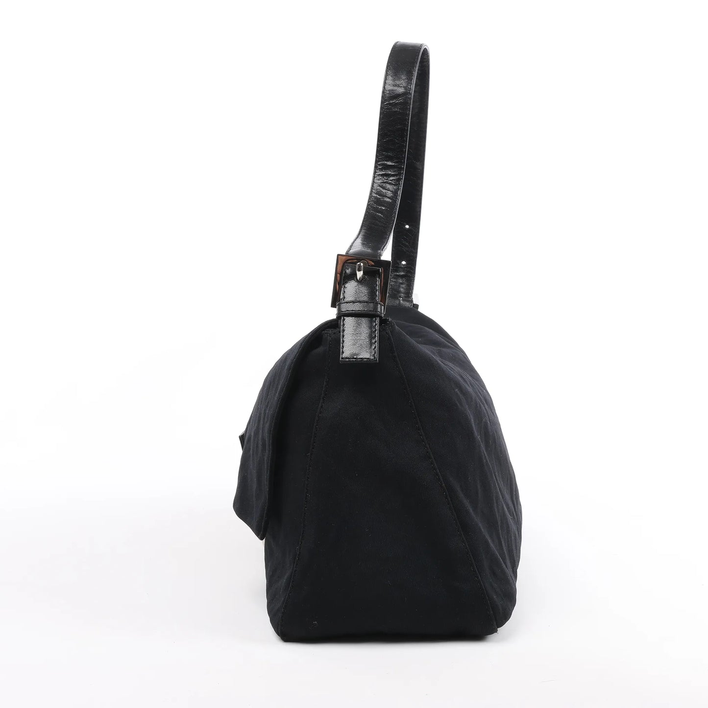 Sac à bandoulière FENDI Zucchino Mamma Baguette en nylon et cuir noir