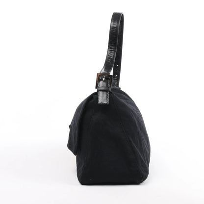 Sac à bandoulière FENDI Zucchino Mamma Baguette en nylon et cuir noir
