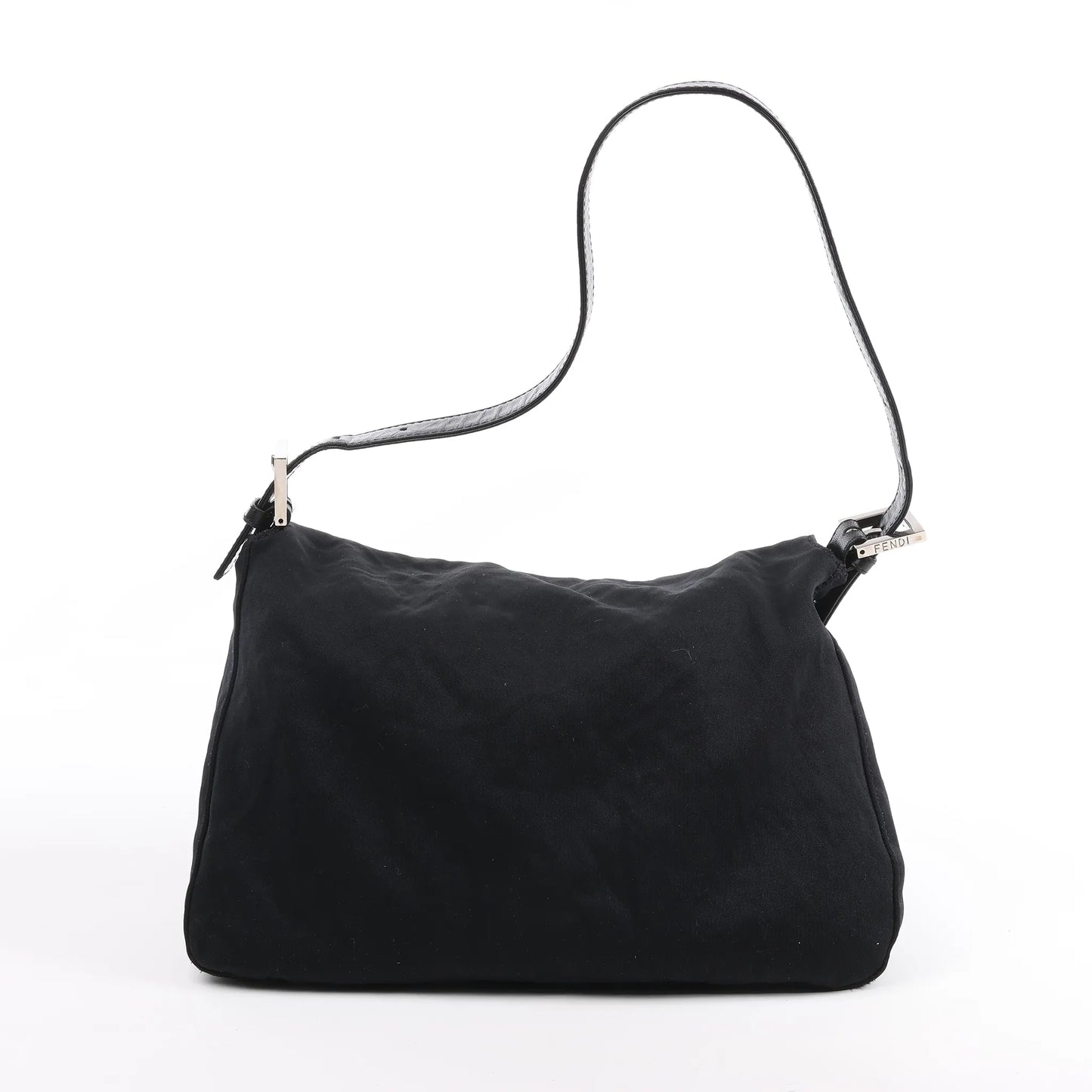 Sac à bandoulière FENDI Zucchino Mamma Baguette en nylon et cuir noir
