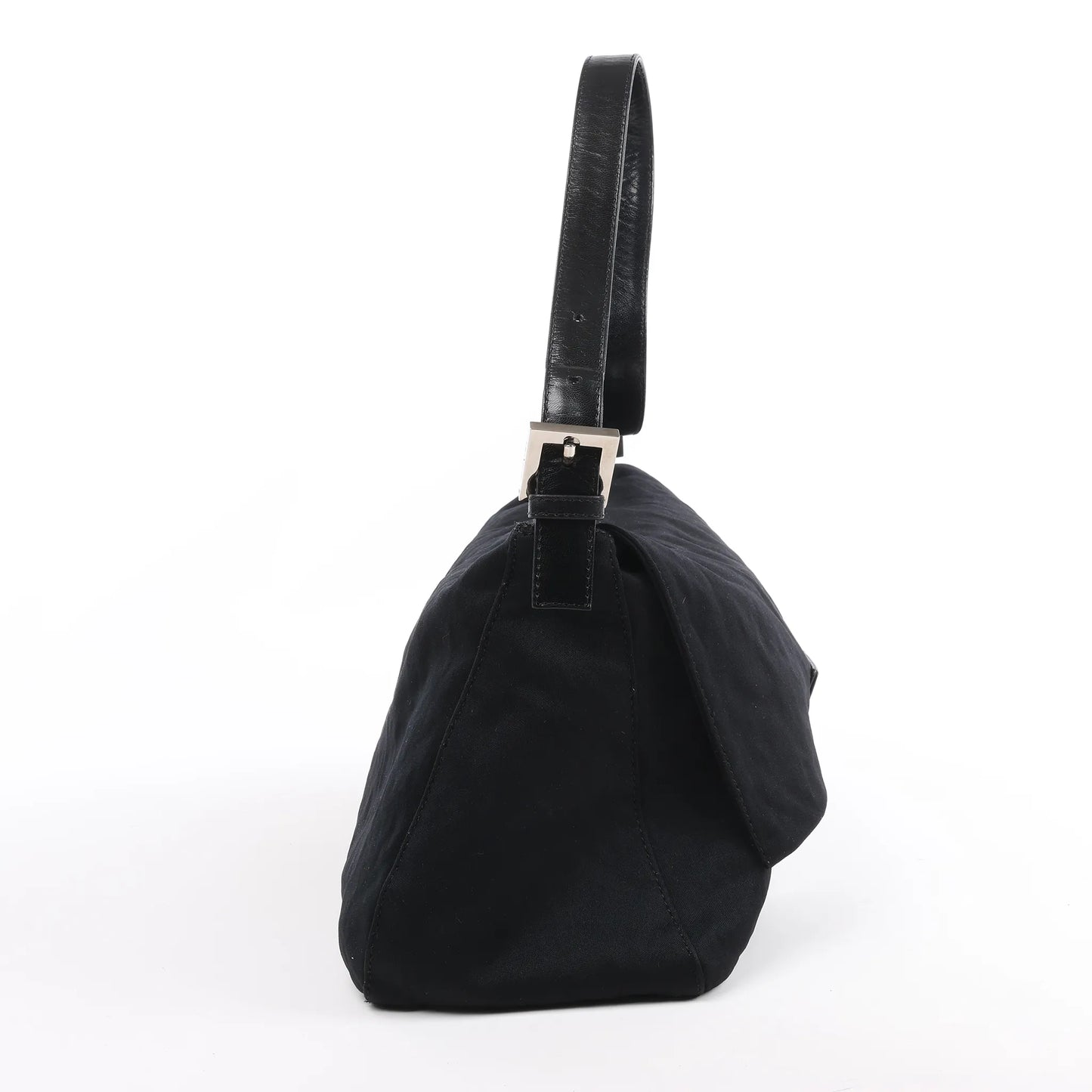 Sac à bandoulière FENDI Zucchino Mamma Baguette en nylon et cuir noir