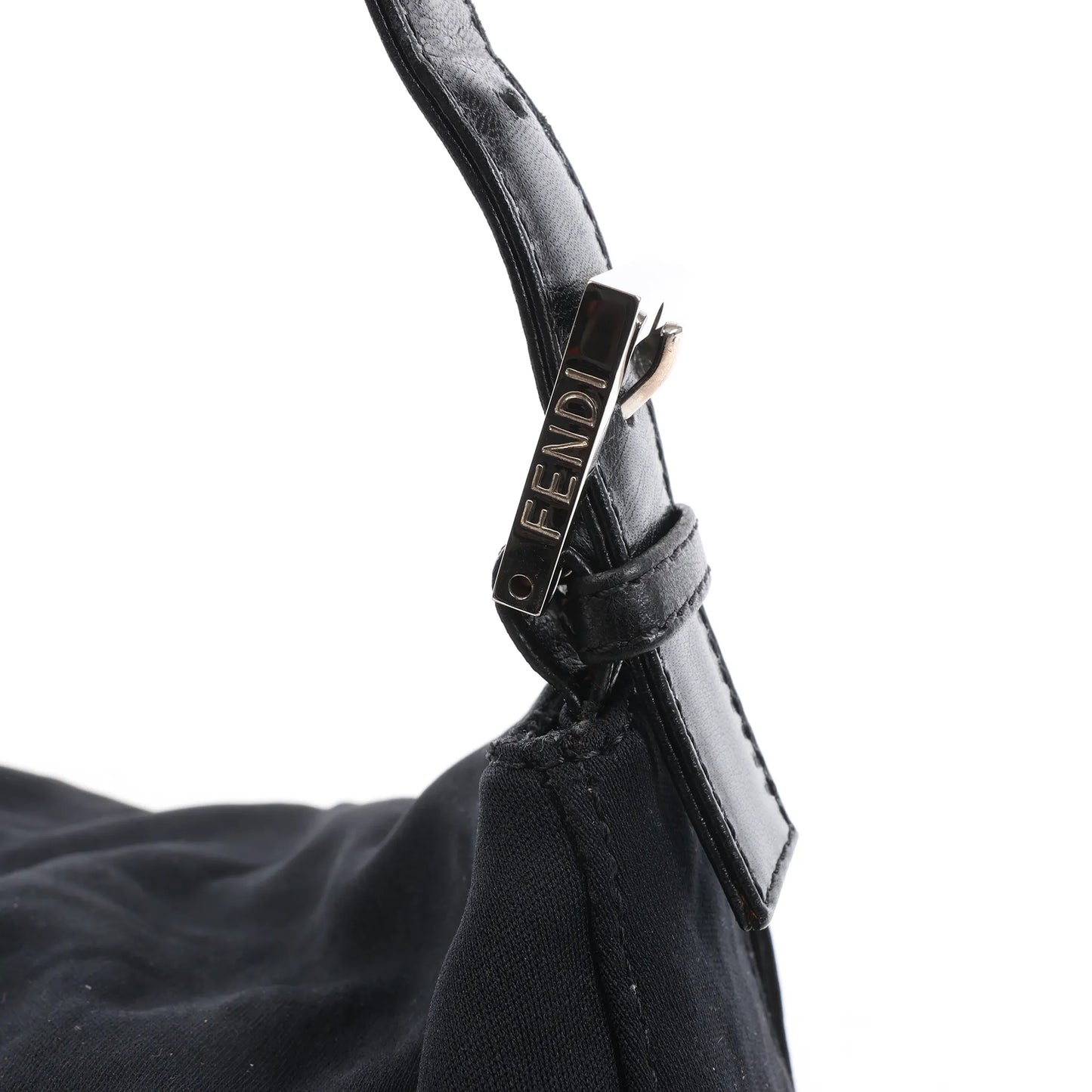 Sac à bandoulière FENDI Zucchino Mamma Baguette en nylon et cuir noir