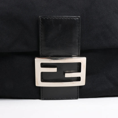 Sac à bandoulière FENDI Zucchino Mamma Baguette en nylon et cuir noir