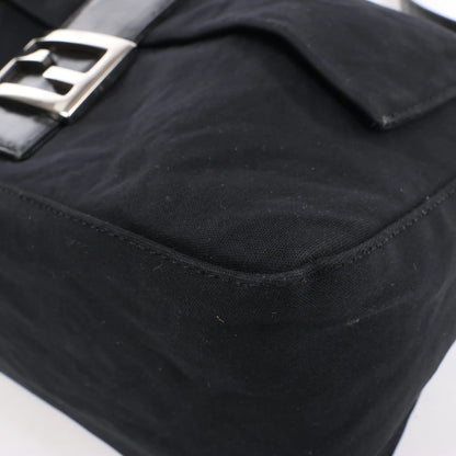 Sac à bandoulière FENDI Zucchino Mamma Baguette en nylon et cuir noir