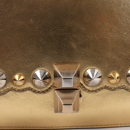 Sac à bandoulière en cuir FENDI Mini Kan I avec chaîne, doré 8M0381