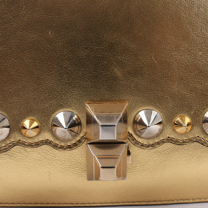 Sac à bandoulière en cuir FENDI Mini Kan I avec chaîne, doré 8M0381