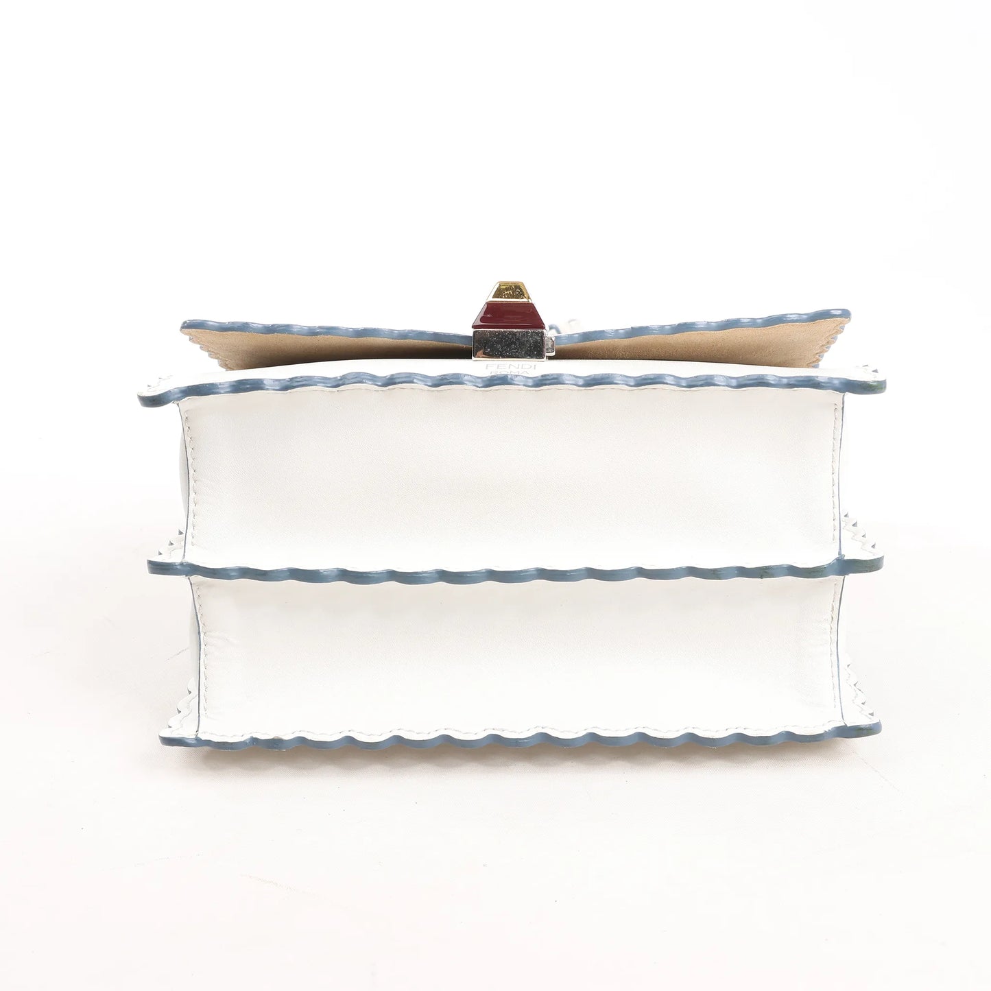 FENDI Mini Kan I Leather Shoulder Bag in White 8M0381