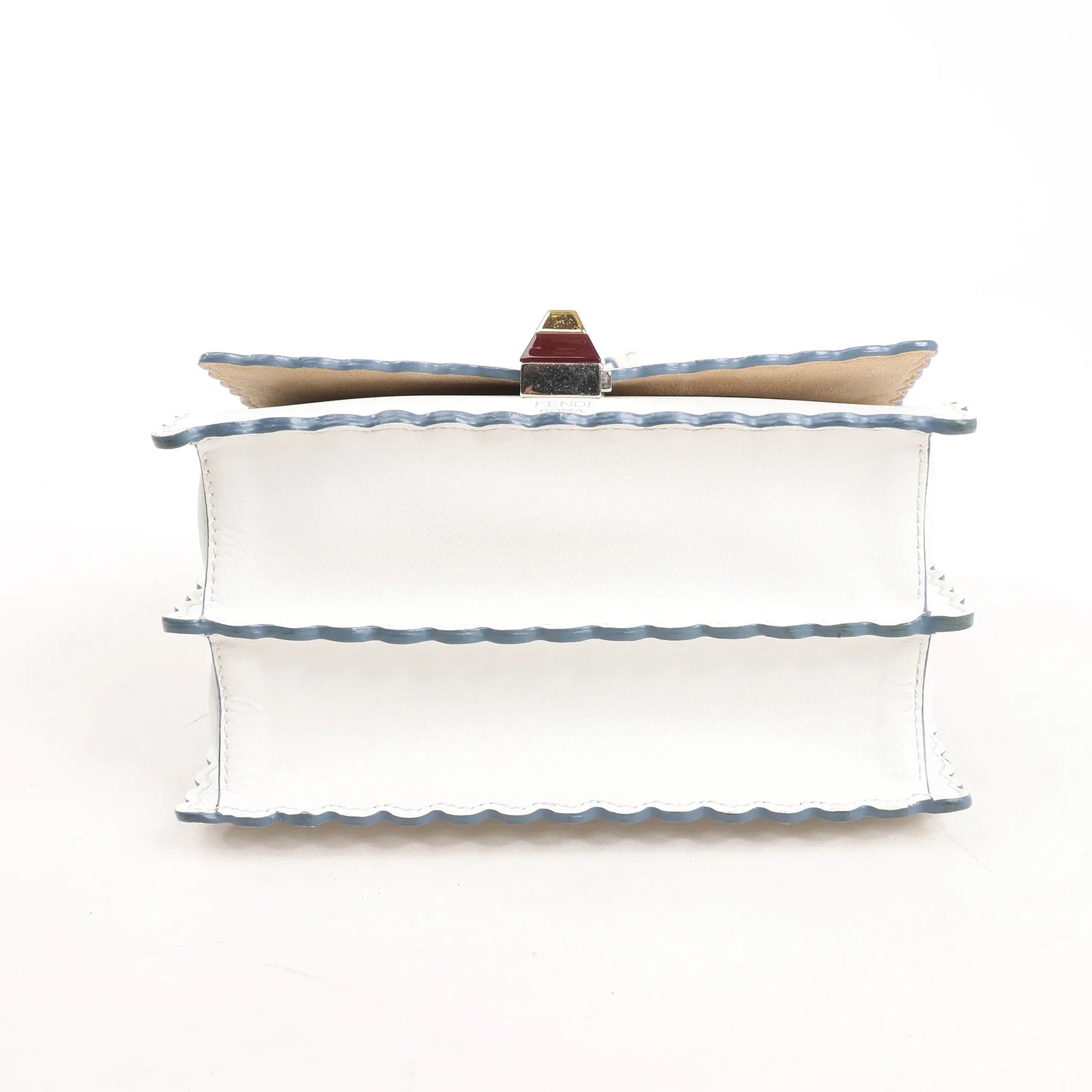 FENDI Mini Kan I Leather Shoulder Bag in White 8M0381