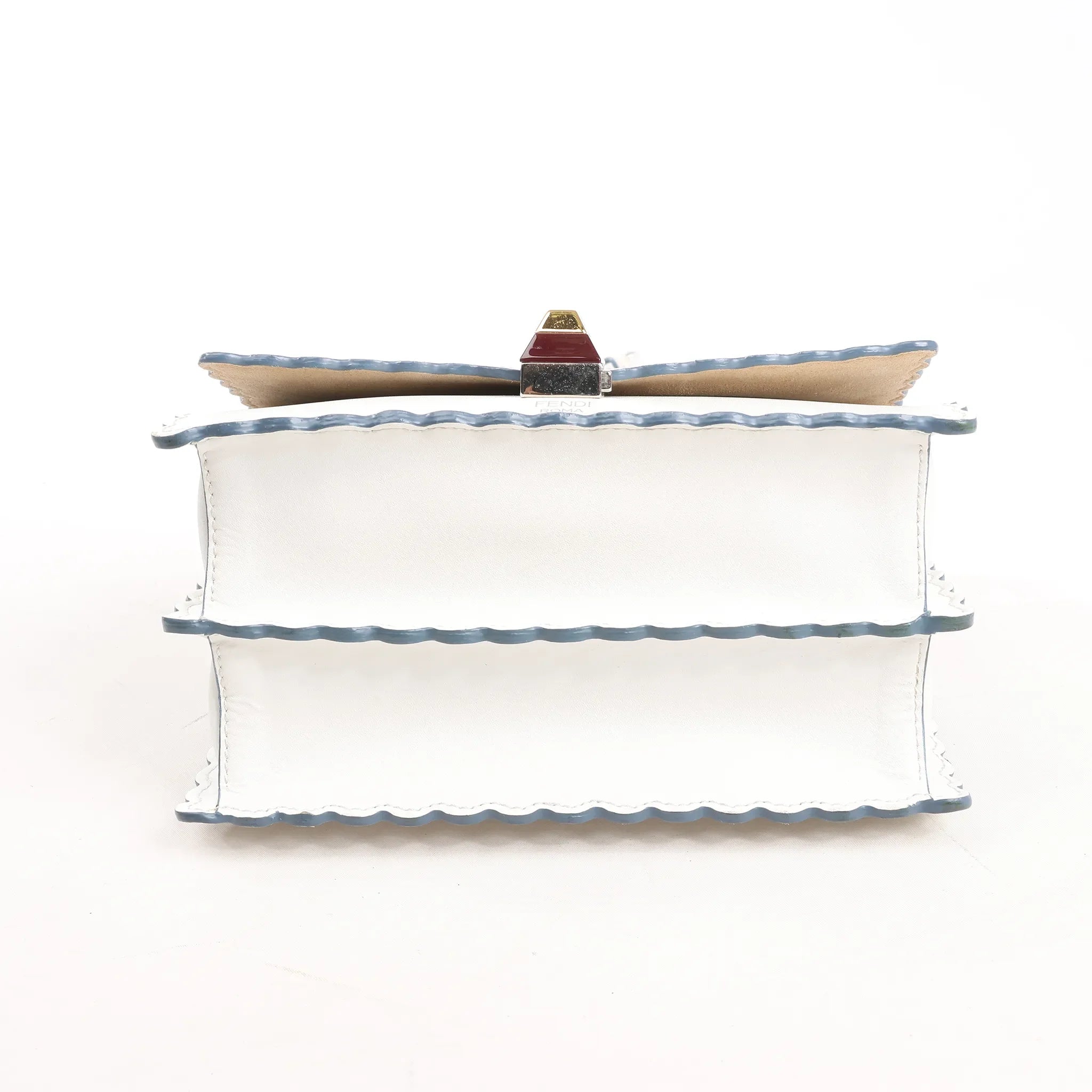 FENDI Mini Kan I Leather Shoulder Bag in White 8M0381