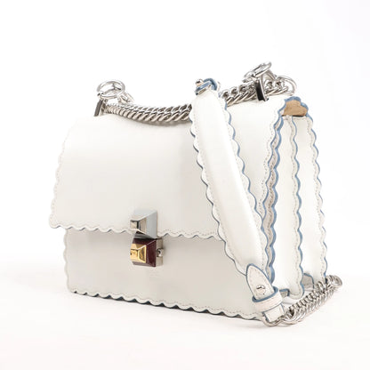 FENDI Mini Kan I Leather Shoulder Bag in White 8M0381