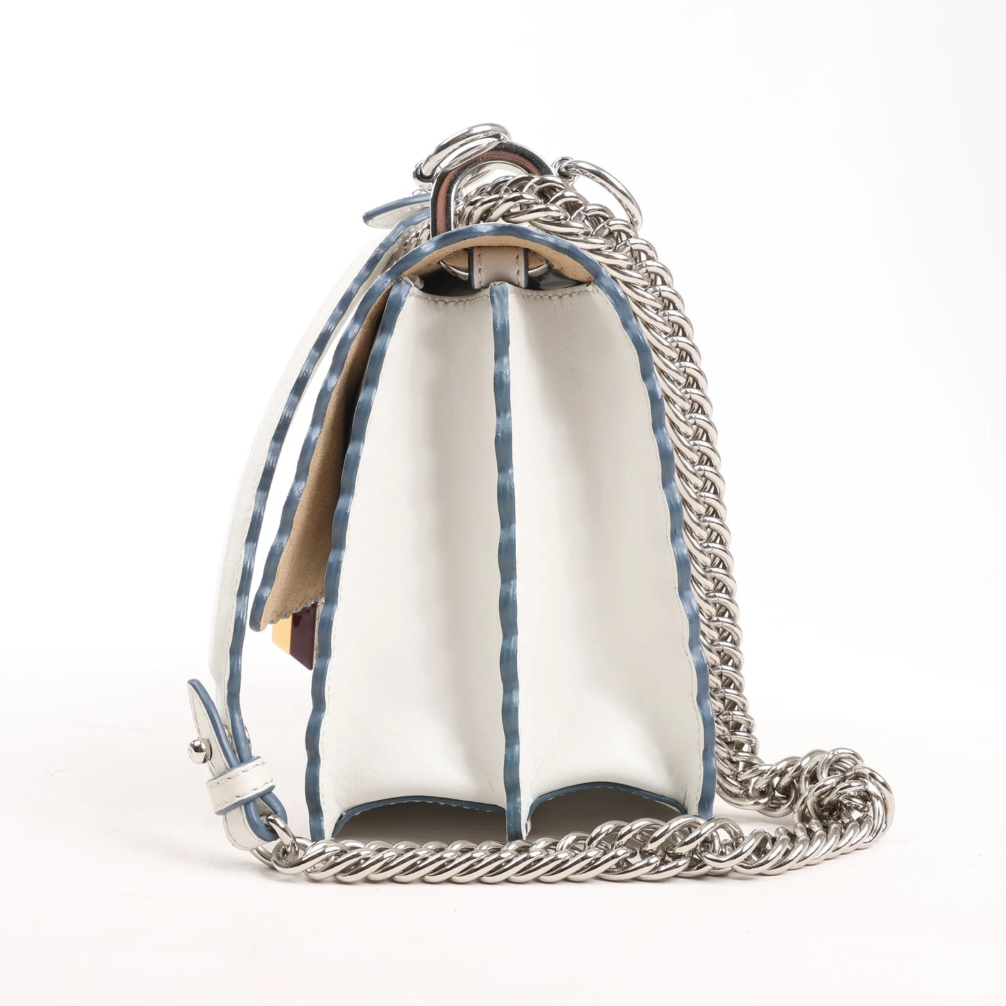 FENDI Mini Kan I Leather Shoulder Bag in White 8M0381