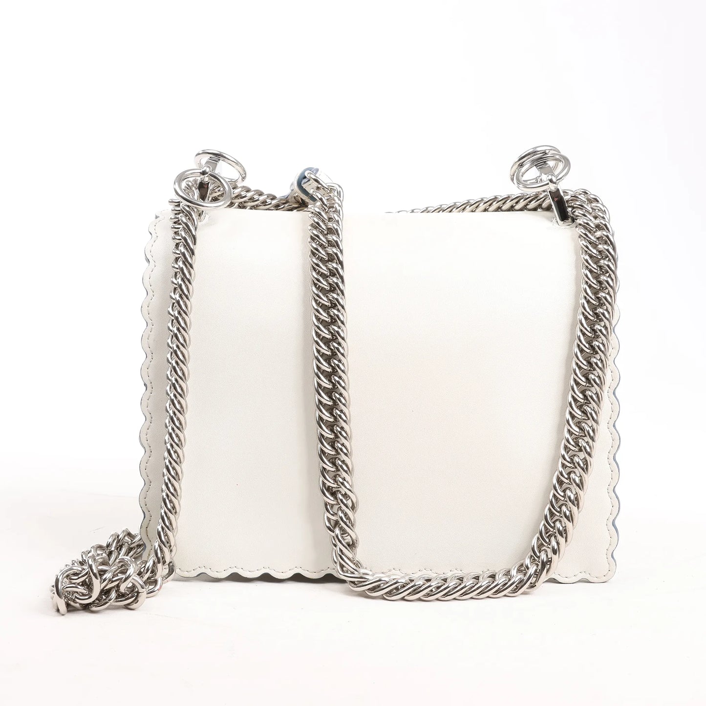 FENDI Mini Kan I Leather Shoulder Bag in White 8M0381