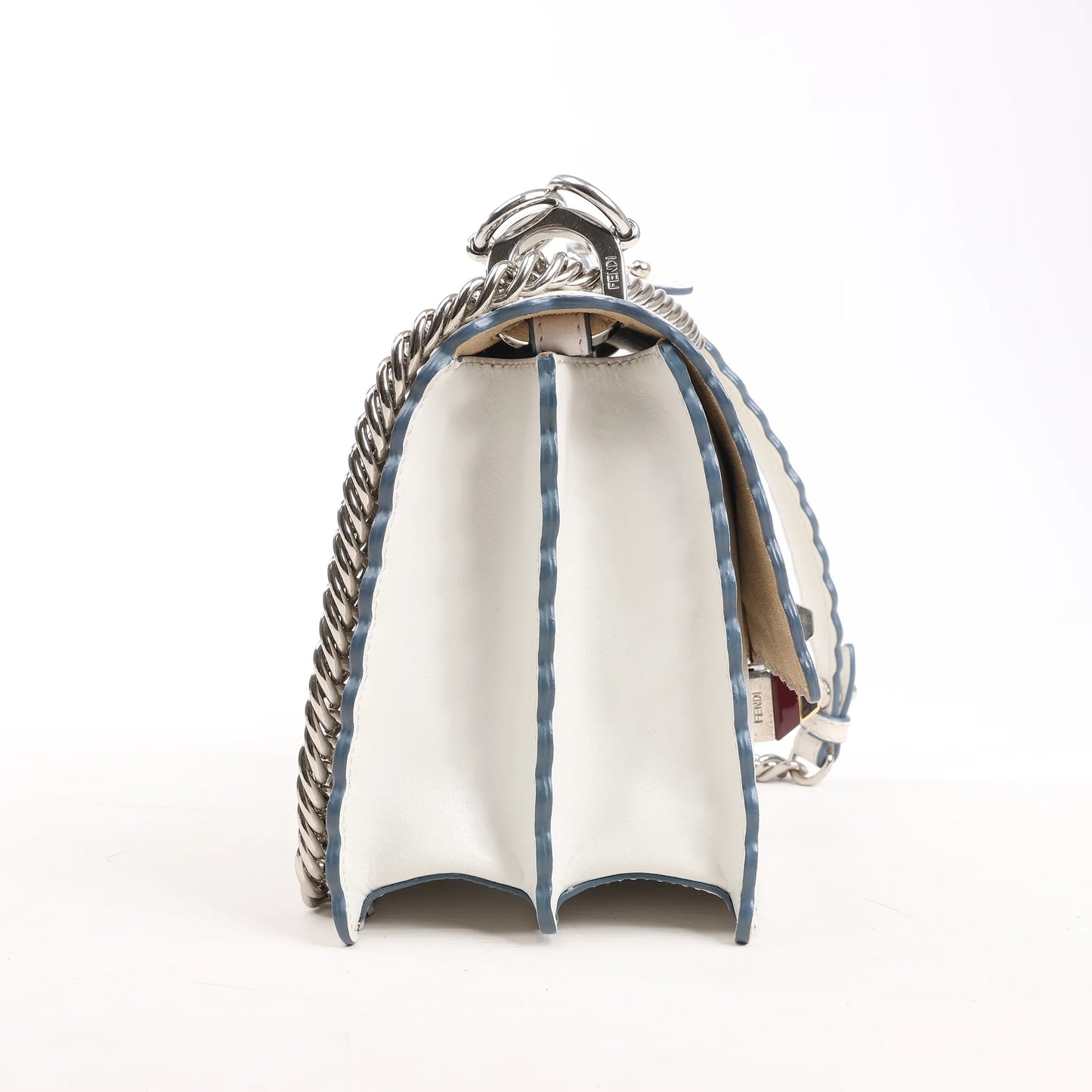 FENDI Mini Kan I Leather Shoulder Bag in White 8M0381