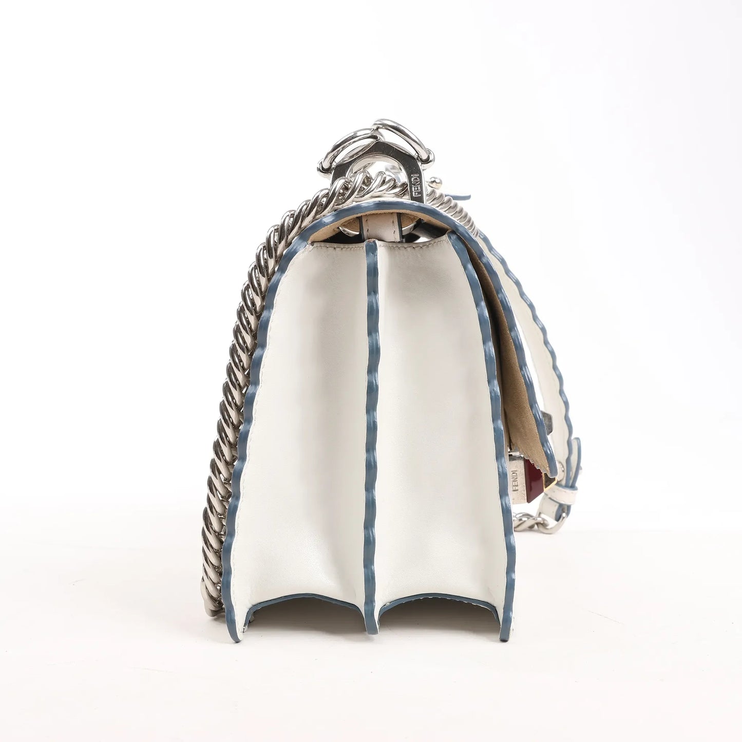 FENDI Mini Kan I Leather Shoulder Bag in White 8M0381