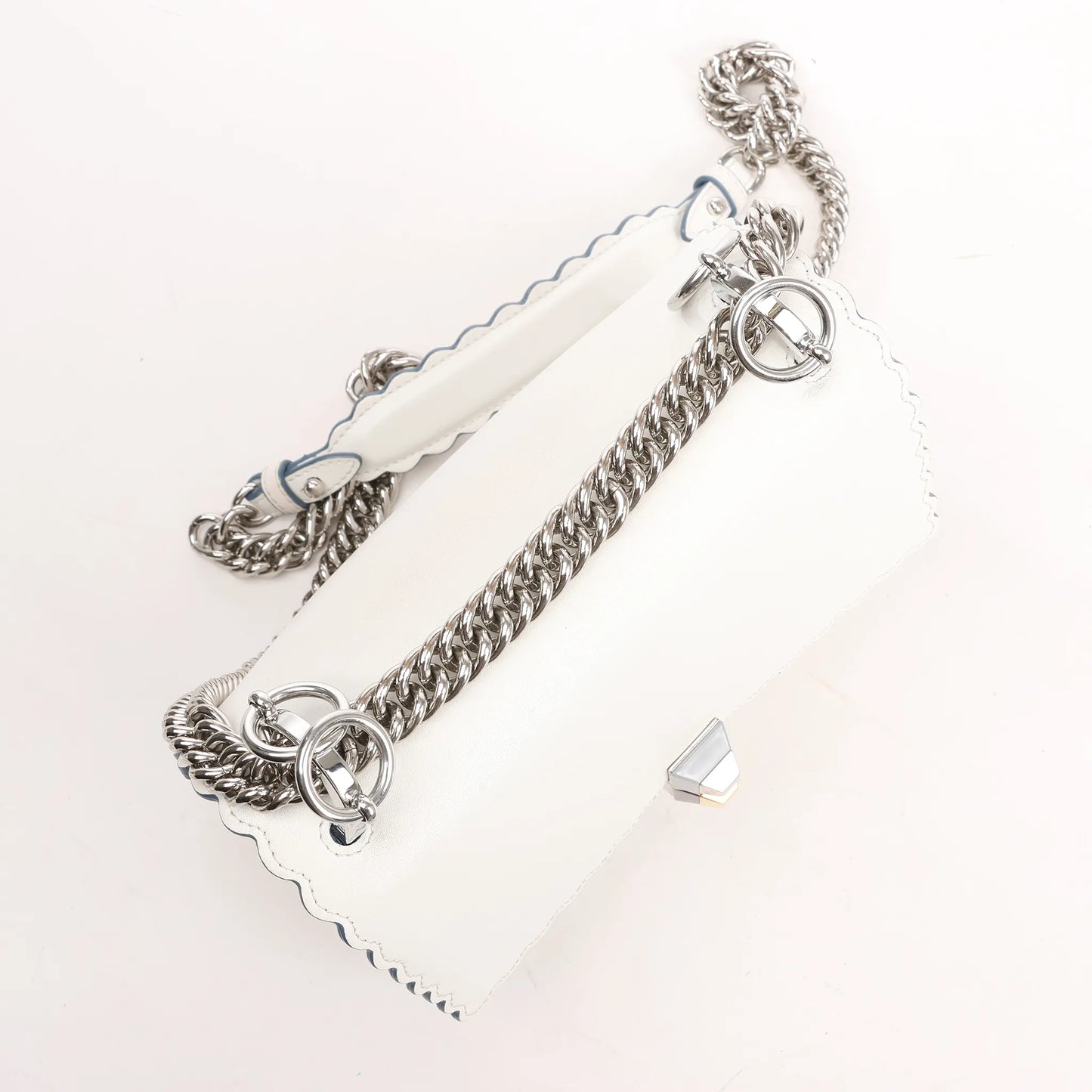 FENDI Mini Kan I Leather Shoulder Bag in White 8M0381