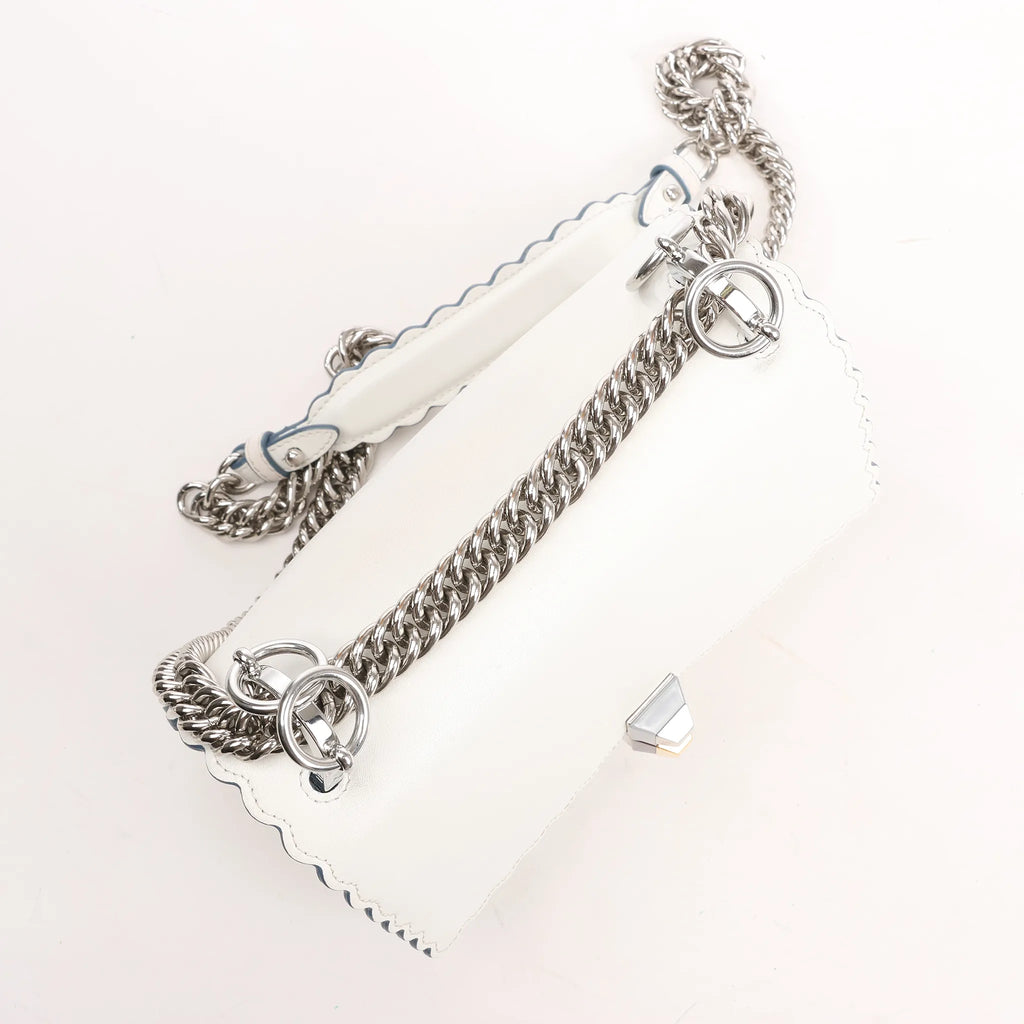 FENDI Mini Kan I Leather Shoulder Bag in White 8M0381