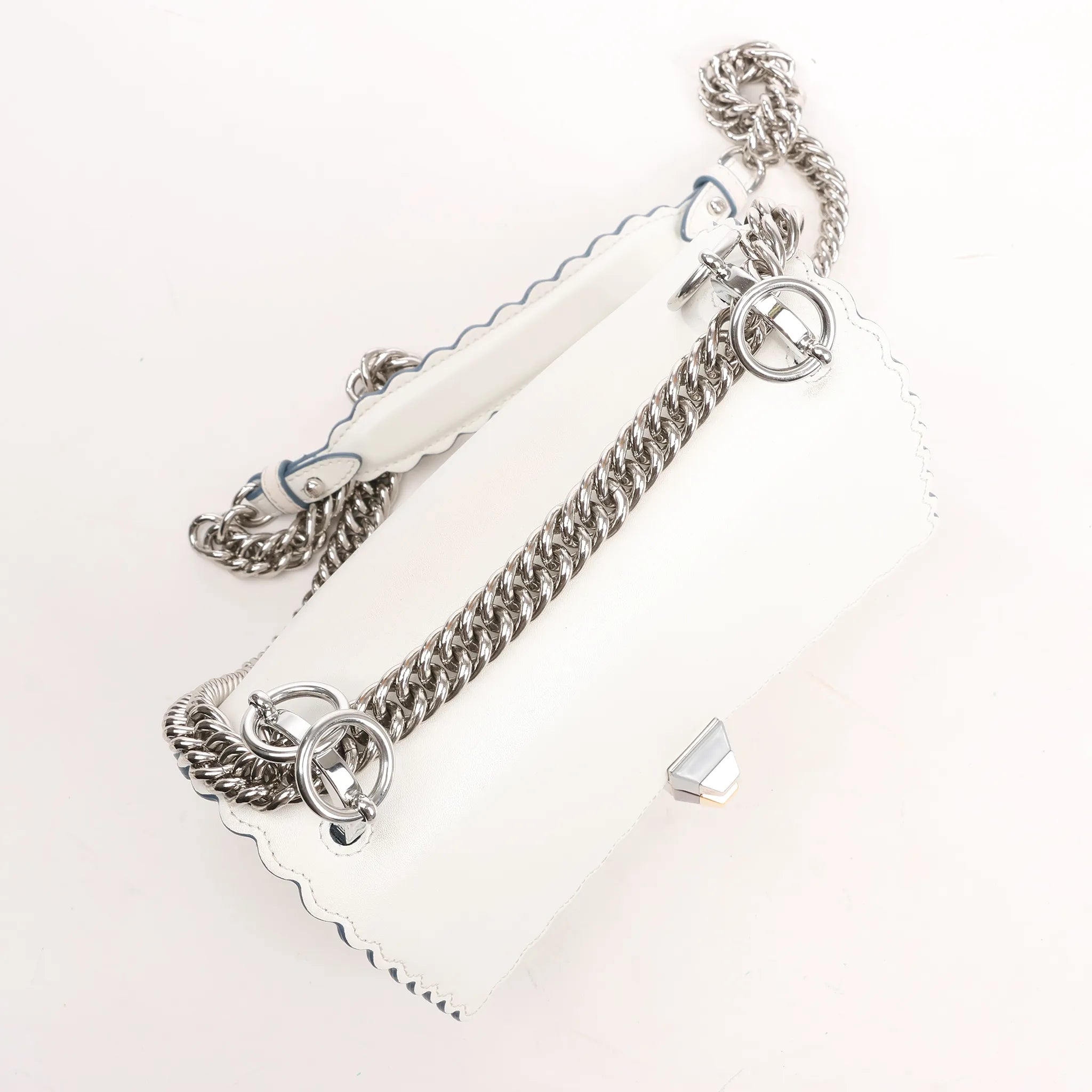 FENDI Mini Kan I Leather Shoulder Bag in White 8M0381