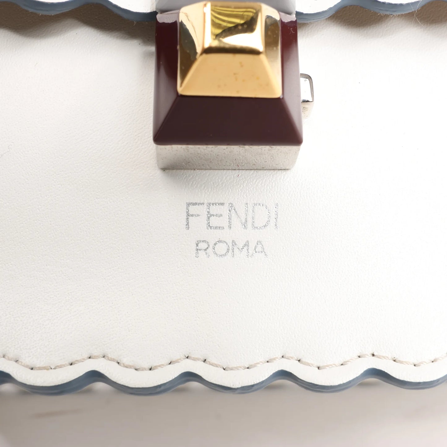 FENDI Mini Kan I Leather Shoulder Bag in White 8M0381