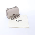 FENDI Kan I Mini Leather Chain Crossbody Bag in Gray 8M0381