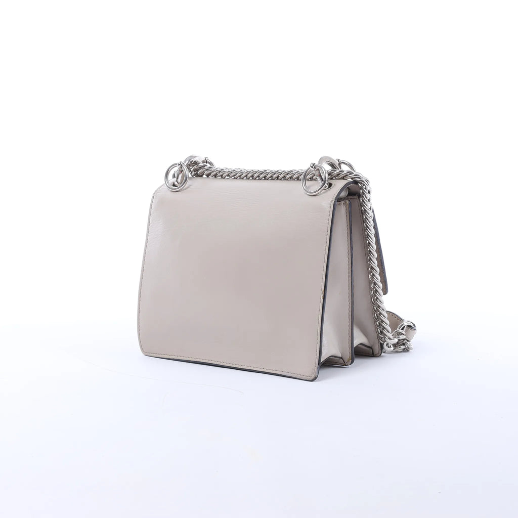 FENDI Kan I Mini Leather Chain Crossbody Bag in Gray 8M0381