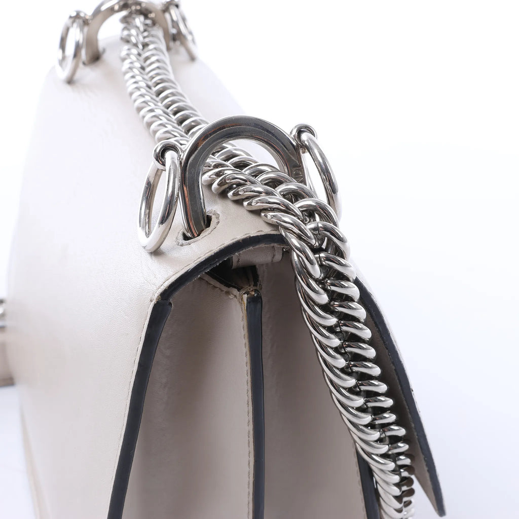 FENDI Kan I Mini Leather Chain Crossbody Bag in Gray 8M0381