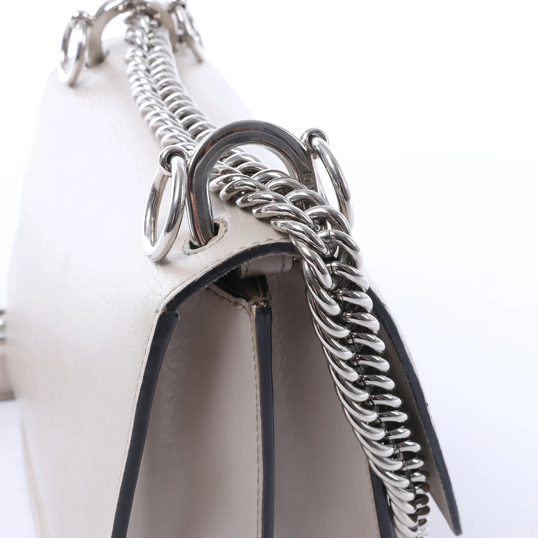 FENDI Kan I Mini Leather Chain Crossbody Bag in Gray 8M0381